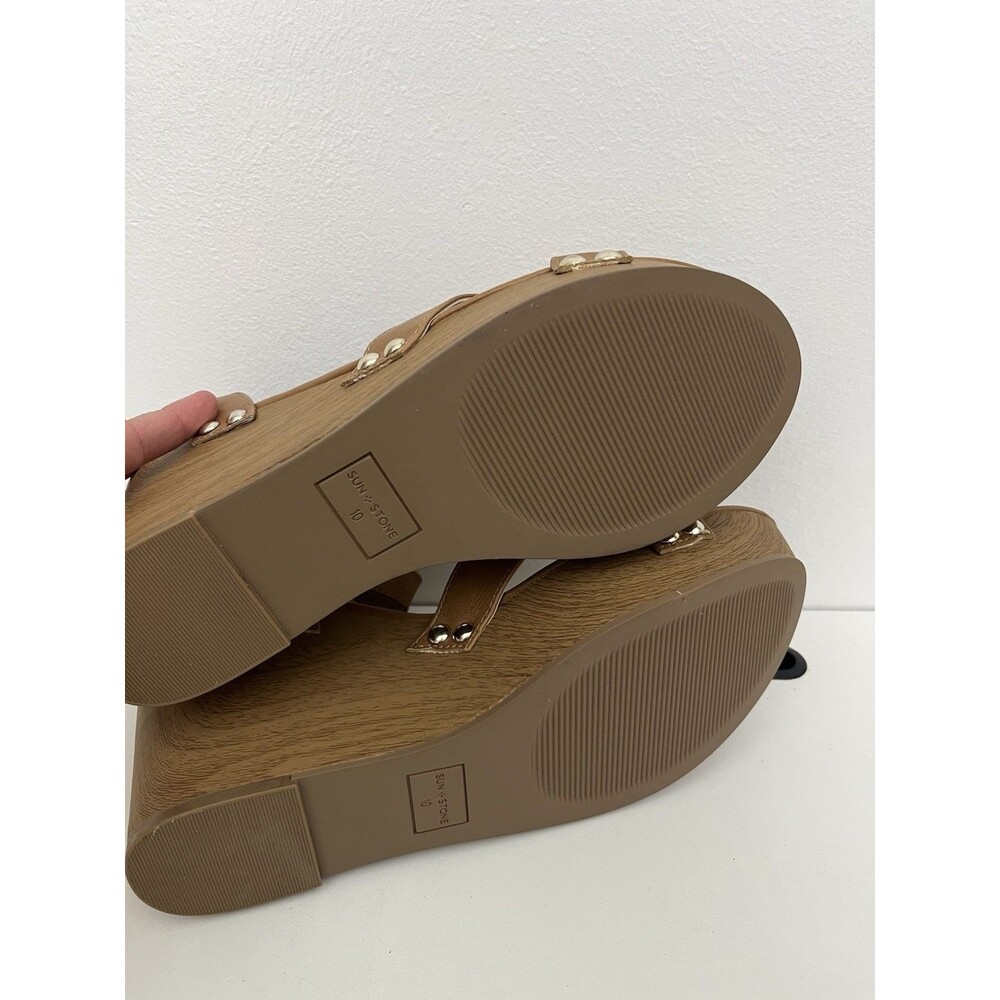 Sun + Stone Women’s Tiaraa Ankle Strap Heeled Wedge Sandals Size 10M Brown - Picture 8 of 11